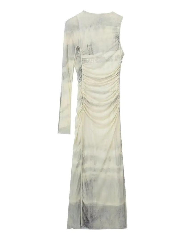 One Sleeve Mesh Dress