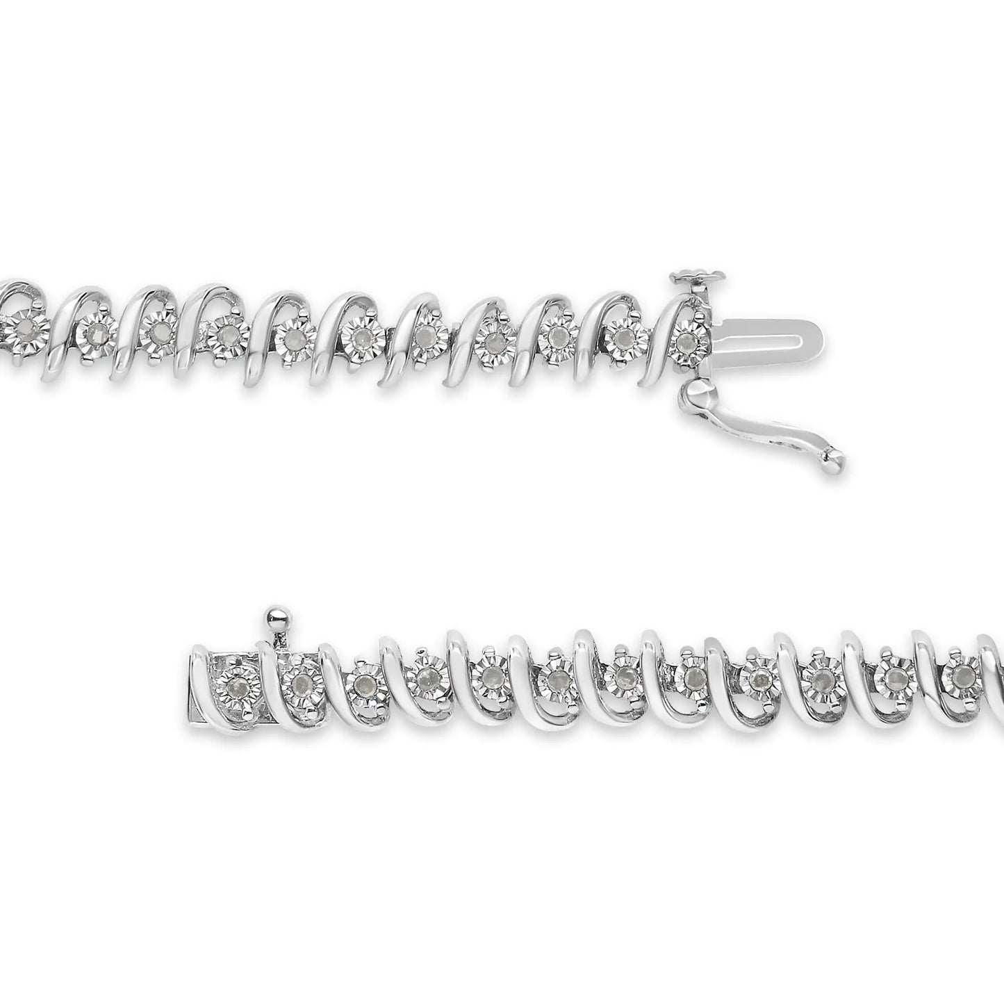 .925 Sterling Silver 1/2 Cttw Diamond S Link Tennis Bracelet (I-J Color, I3 Clarity)