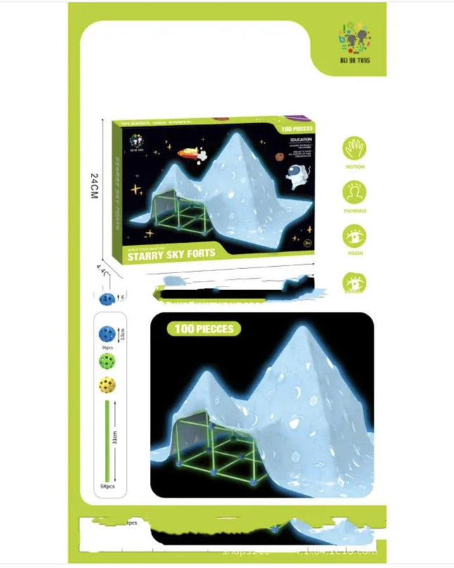 Kids' Fort Building Kit – DIY 3D Construction Set for Tents, Castles, and Playhouses