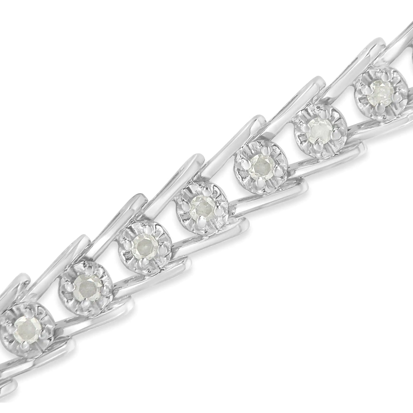 Sterling Silver Rose-cut Diamond Wave link Bracelet (1 cttw, I-J Color, I3 Clarity)