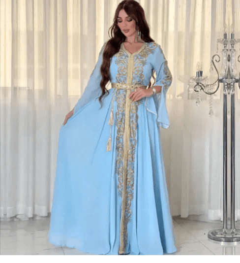 Dubai-Style Embroidered Applique Dress – Elegant and Sophisticated