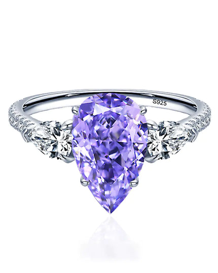 Drop-Shaped Yellow Diamond Ring in Sterling Silver