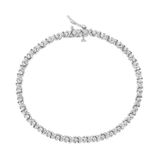 18K White Gold Round Cut Diamond Wrapped in Love Bracelet (1.00 cttw, H-I Color, I1-I2 Clarity)