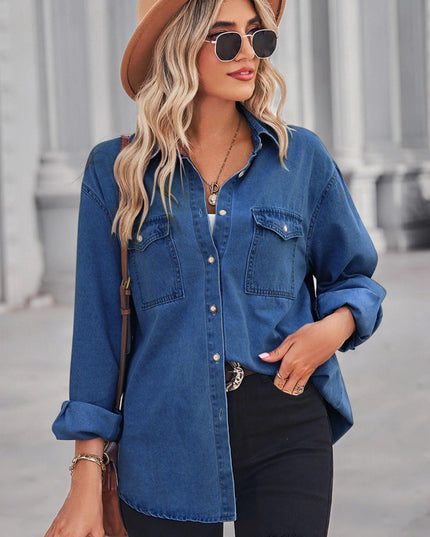 Chic Slim Fit Denim Shirt for Effortless Elegance