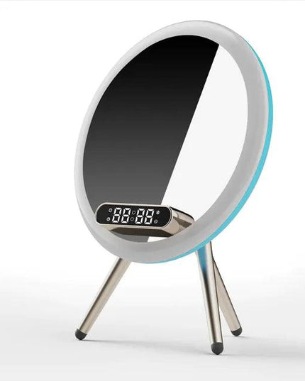 New Multi -function LED Mirror Alarm Clock Wireless Charger Digital Clock Time USB Table Clock