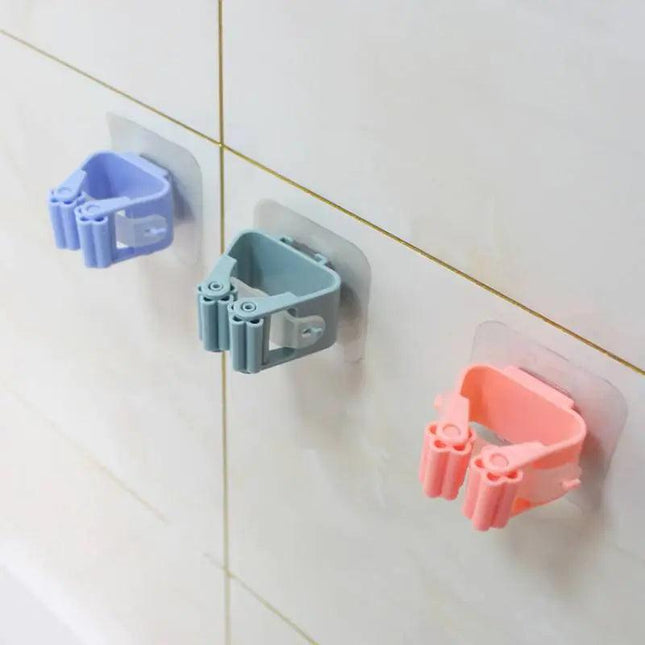 Adhesive Multi-Purpose Hooks Wall Mounted Mop Organizer Holder