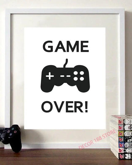 Video Game Prints Black White Posters Teen Boy Bedroom Decor