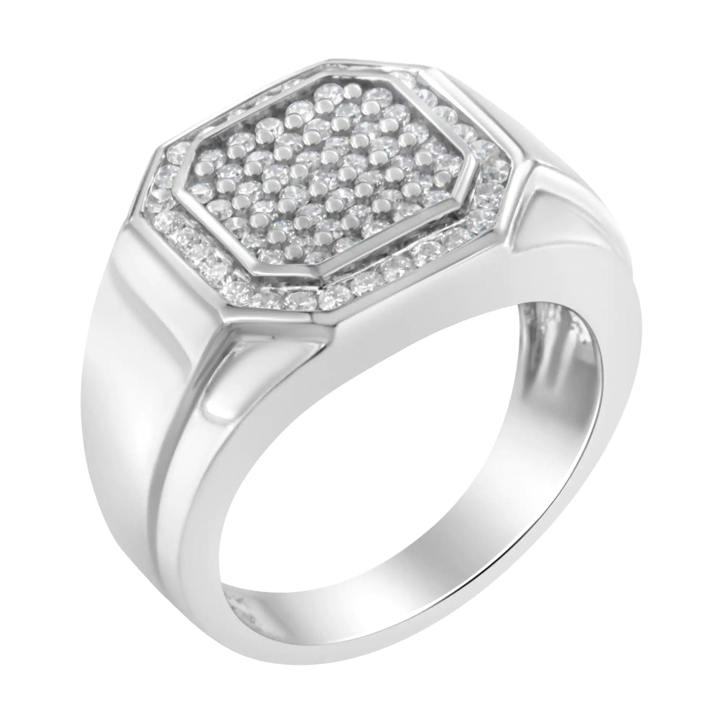 Men's 14KT White Gold Diamond Cocktail Ring (1 cttw, H-I Color, SI2-I1 Clarity)