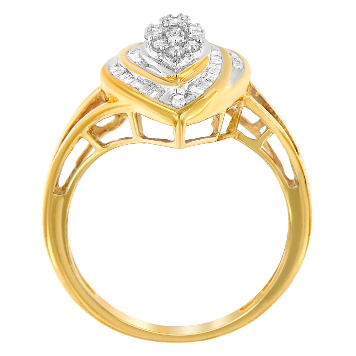 10K Yellow Gold Diamond Oval Cluster Ring (1/2 Cttw, I-J Color, I2-I3 Clarity)