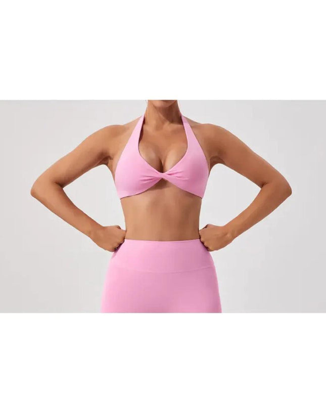 Nude Feel Breathable Halter Beauty Back Yoga Bra – Tight Fitness Top