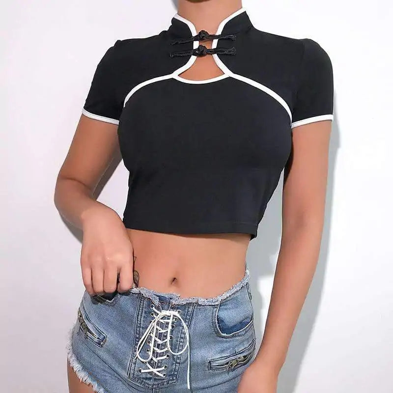 Contrast Cropped Front Shirt