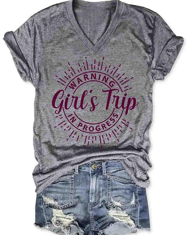 Girl's Trip Warning V-Neck Tee