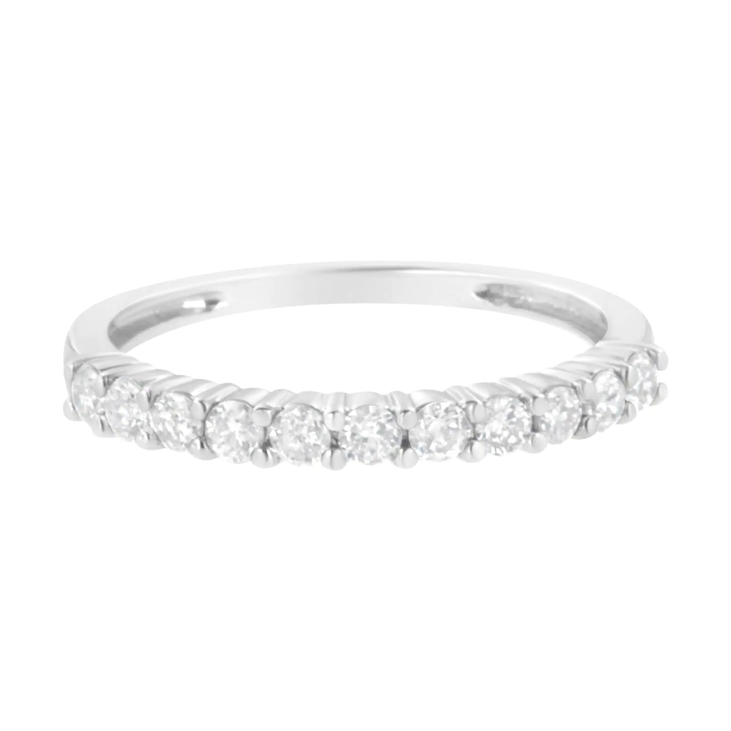 IGI Certified 1/2 Cttw Diamond 10K White Gold Prong Set Fluted Band Style Ring (I-J Color, I2-I3 Clarity)