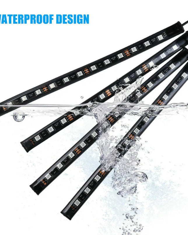 4X 48LED RGB Car Interior Atmosphere Light Strip Bar Bluetooth APP Music Control