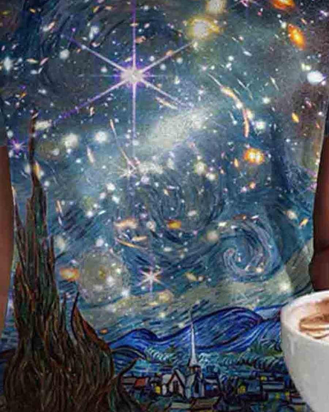 Starry Night Art Print Casual Tee