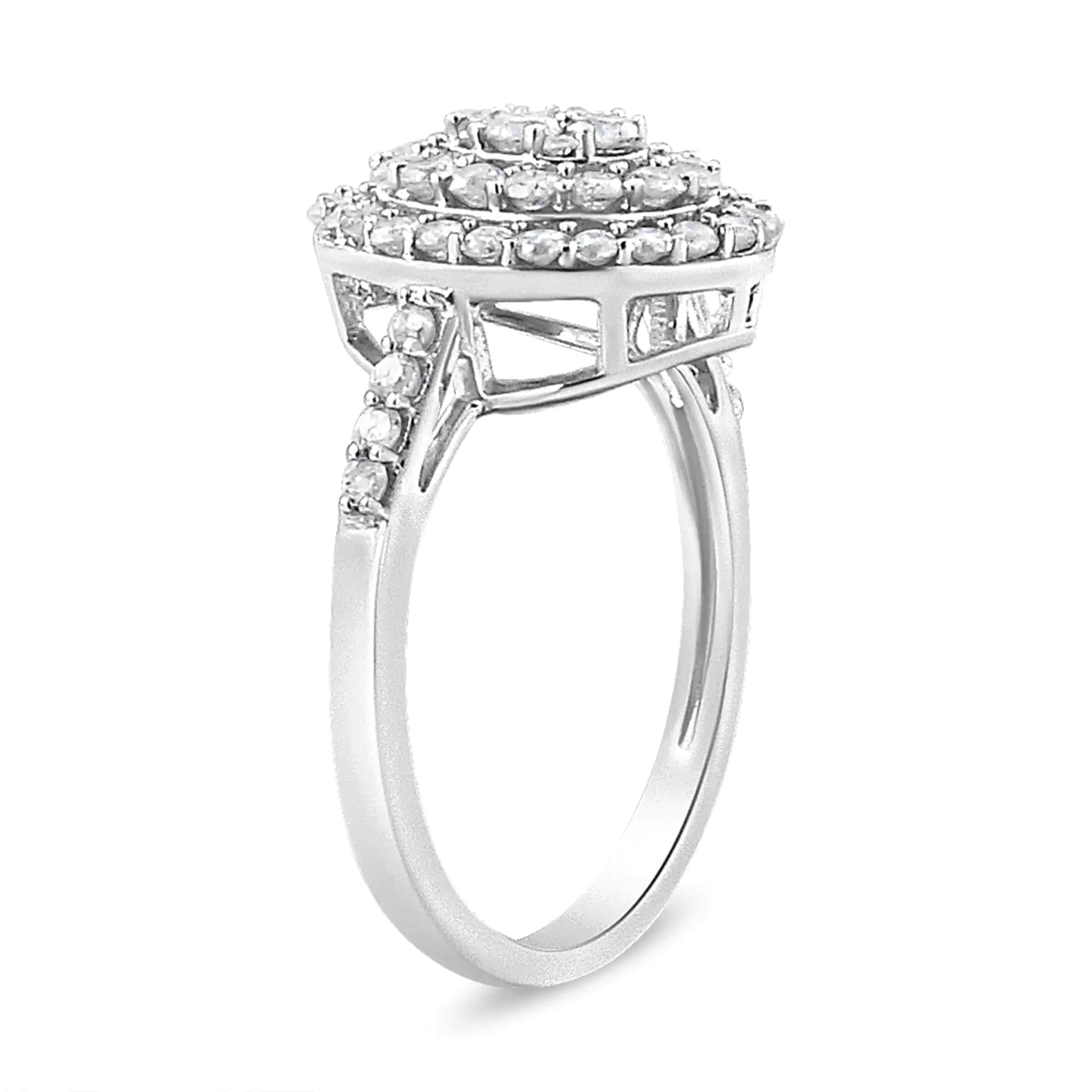 .925 Sterling Silver 1.0 Cttw Round-Cut Diamond Cluster Ring (I-J Color, I3 Clarity)