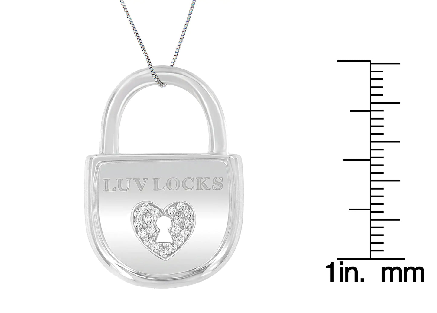 .925 Sterling Silver 1/8 cttw Diamond 'Luv Locks' Pendant Necklace (H-I, I1-I2)