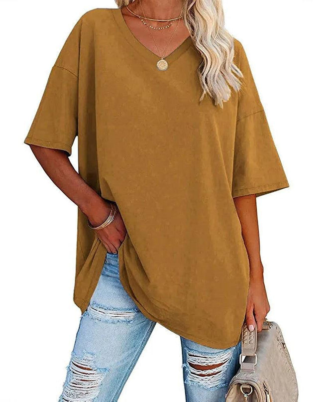 Loose Short-Sleeved V-neck T-shirt