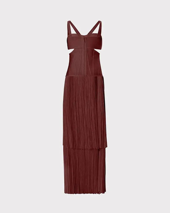 Strappy Cutout Fringed Dress