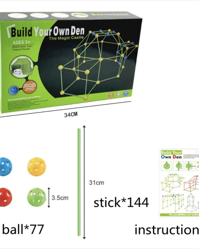 Kids' Fort Building Kit – DIY 3D Construction Set for Tents, Castles, and Playhouses