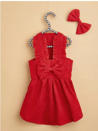 Puppy Bow Knot Dress Set