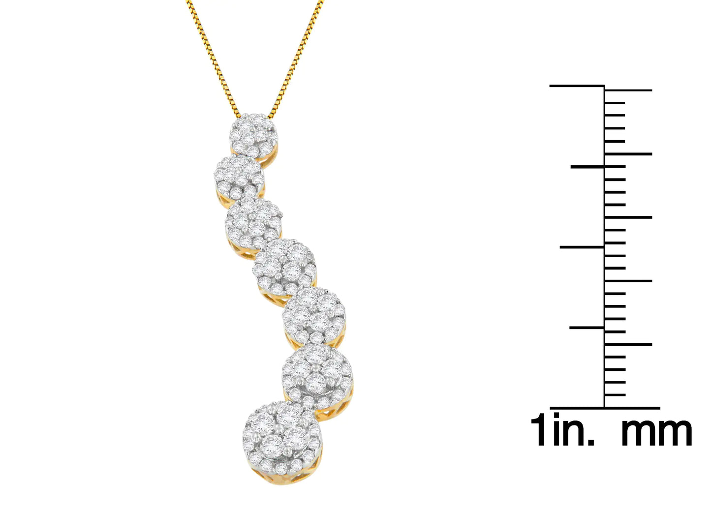 10K Yellow Gold Round Cut Diamond Journey Circle Pendant Necklace (1.00 cttw, H-I Color, I1-I2 Clarity)