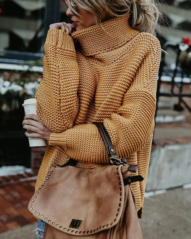 Warm Knitted Turtleneck Sweater Women