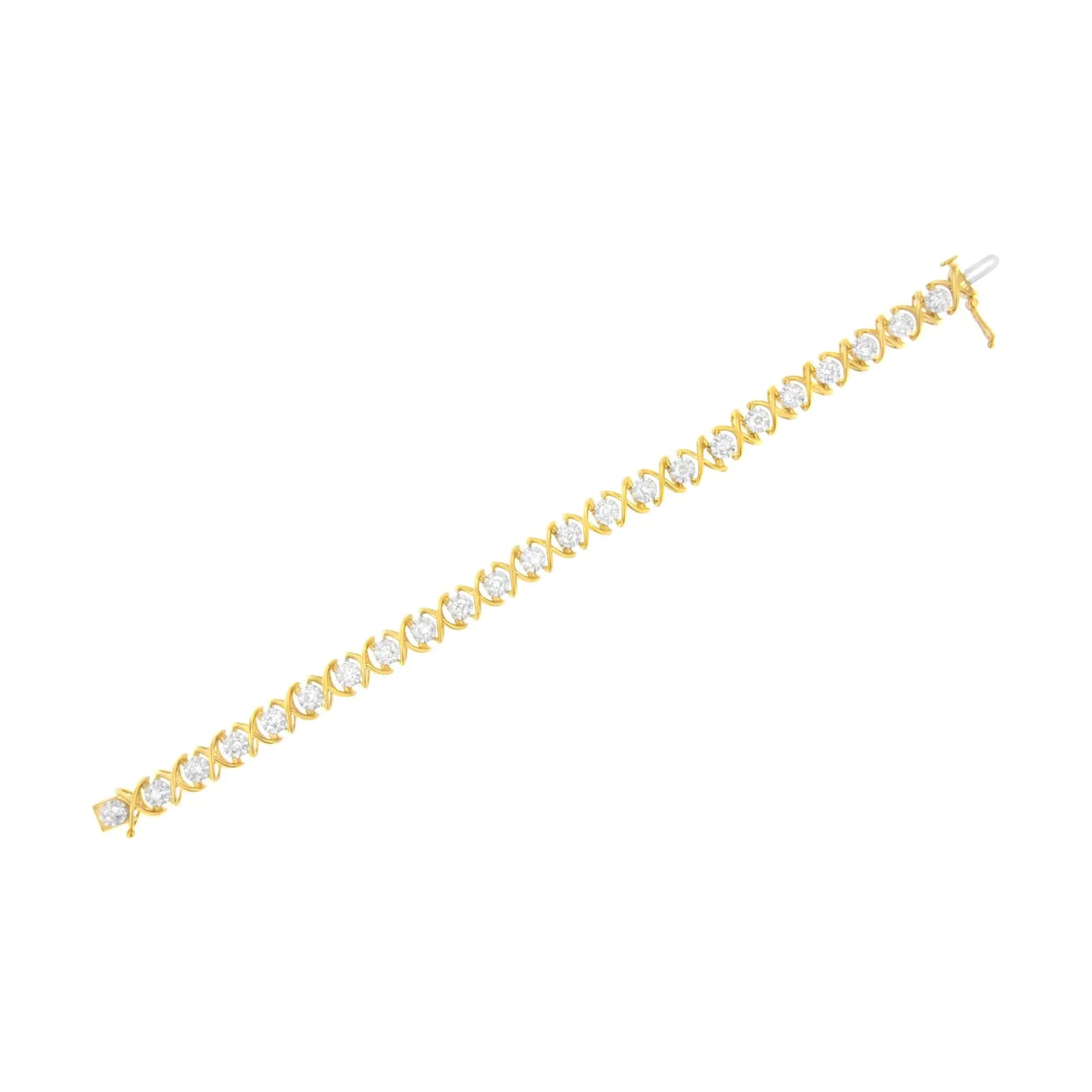 10K Yellow Gold Plated Sterling Silver 2 cttw Diamond "XOXO" Bracelet (J-K Clarity, I1-I2 Color) - Size 7.25"