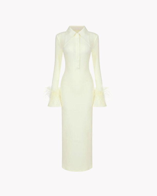 Yellow Feather Bandage Dress