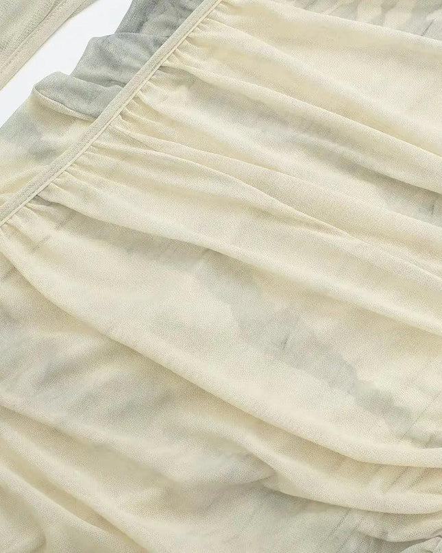 One Sleeve Mesh Dress