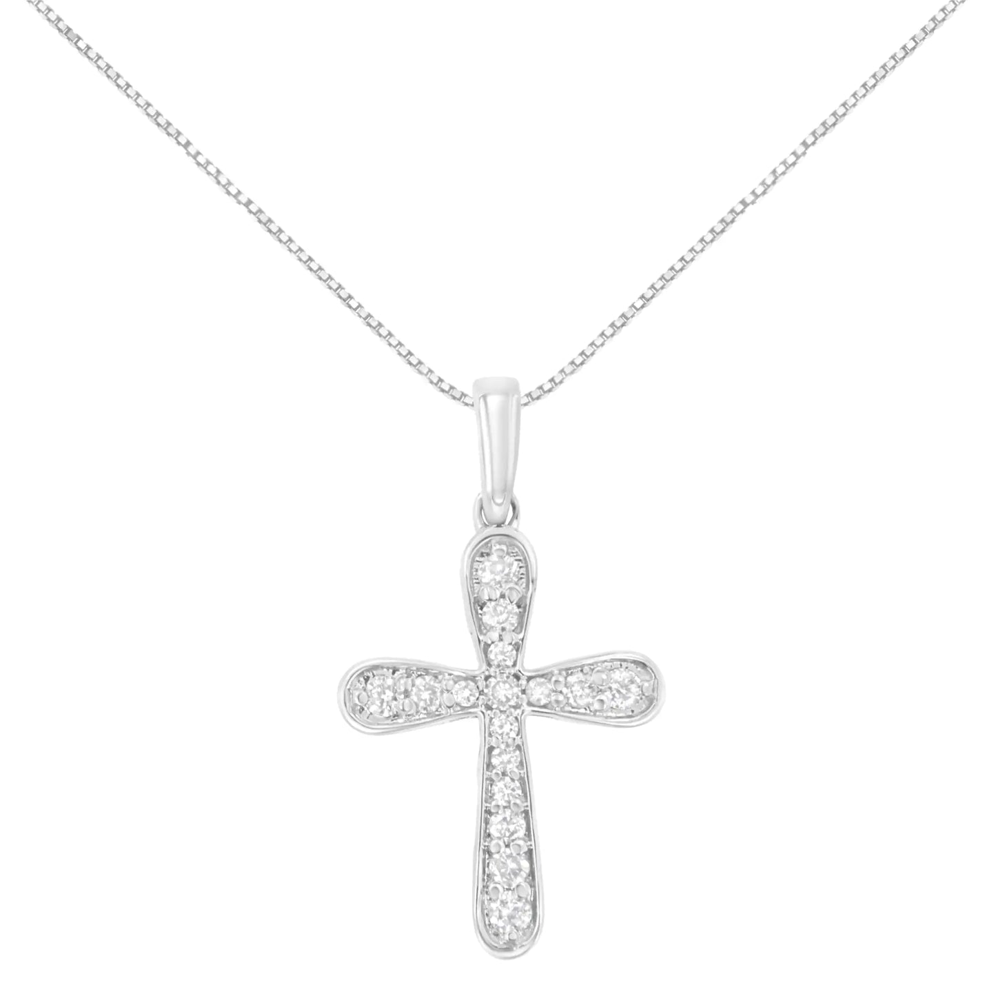 .925 Sterling Silver 1/4 Cttw Diamond Inlaid Cross 18" Pendant Necklace (I-J Color, I1-I2 Clarity)