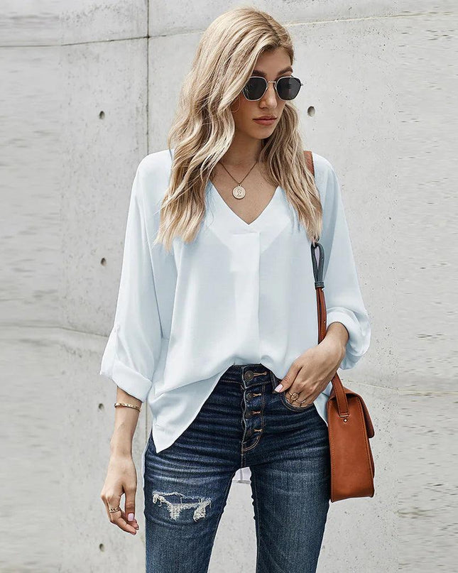 Solid Color Loose Pullover Shirt