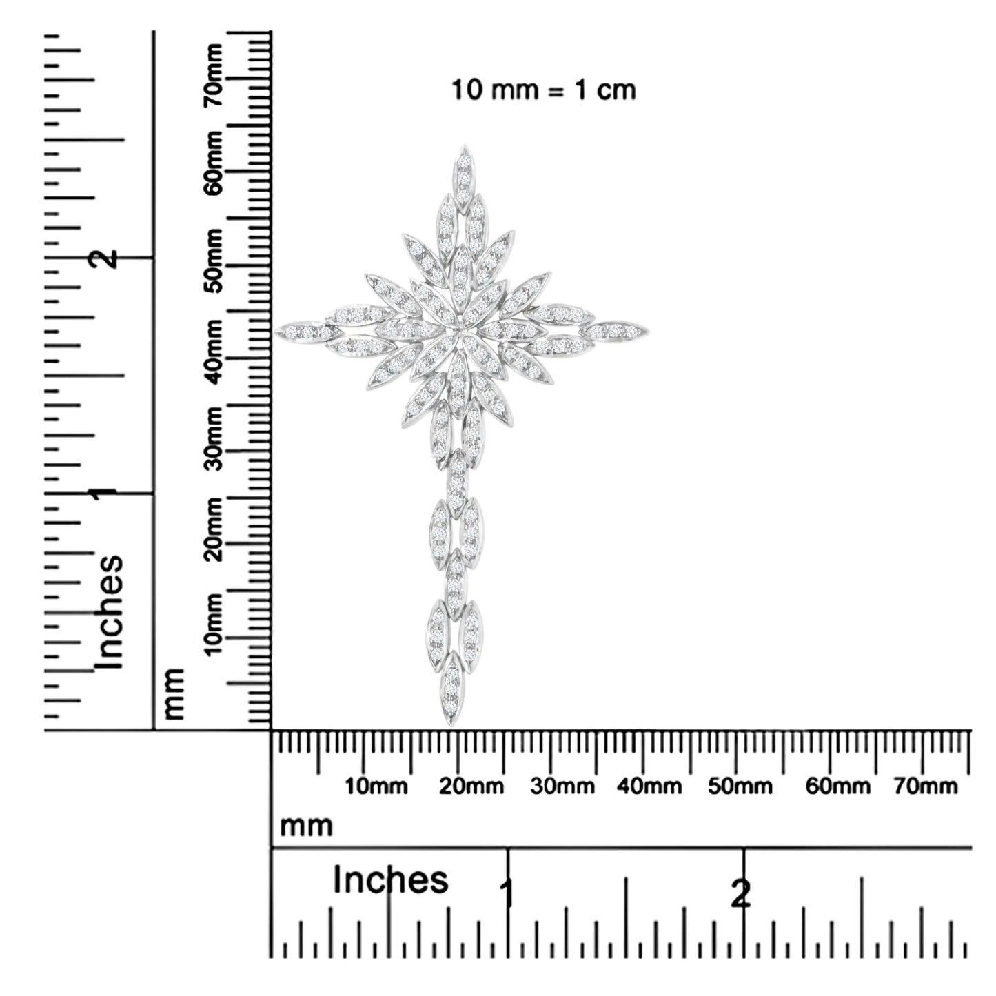 14K White Gold 1.0 Cttw Cocktail Cluster Cross 18" Pendant Necklace (H-I Color, SI1-SI2 Clarity)