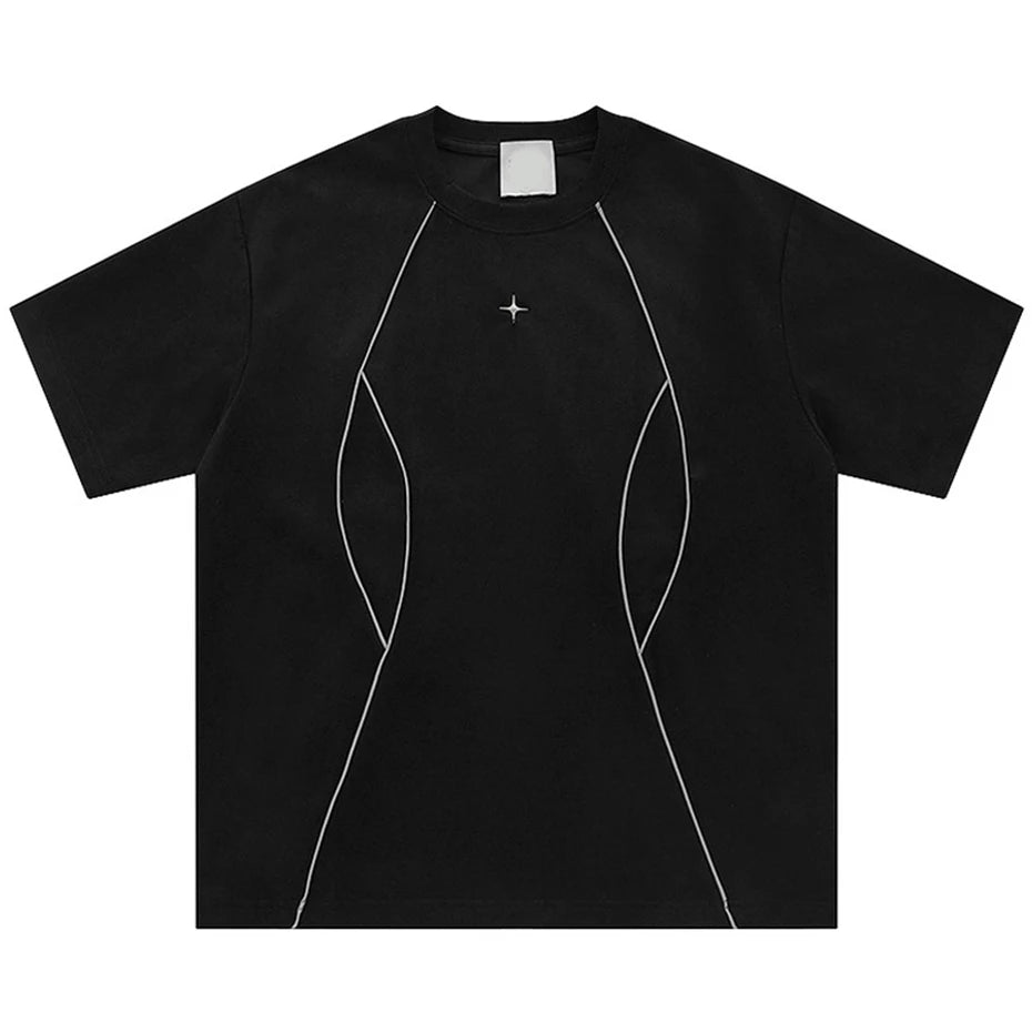 Suede T-shirt Reflective Striped