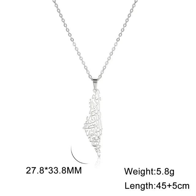 Unisex Stainless Steel Hollow Map Necklace
