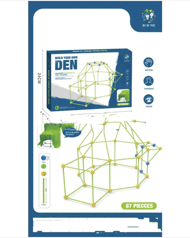 Kids' Fort Building Kit – DIY 3D Construction Set for Tents, Castles, and Playhouses