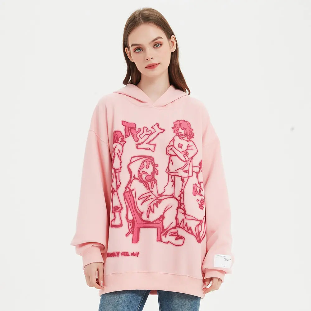 Streetwear Pink Hoodie Sweatshirt