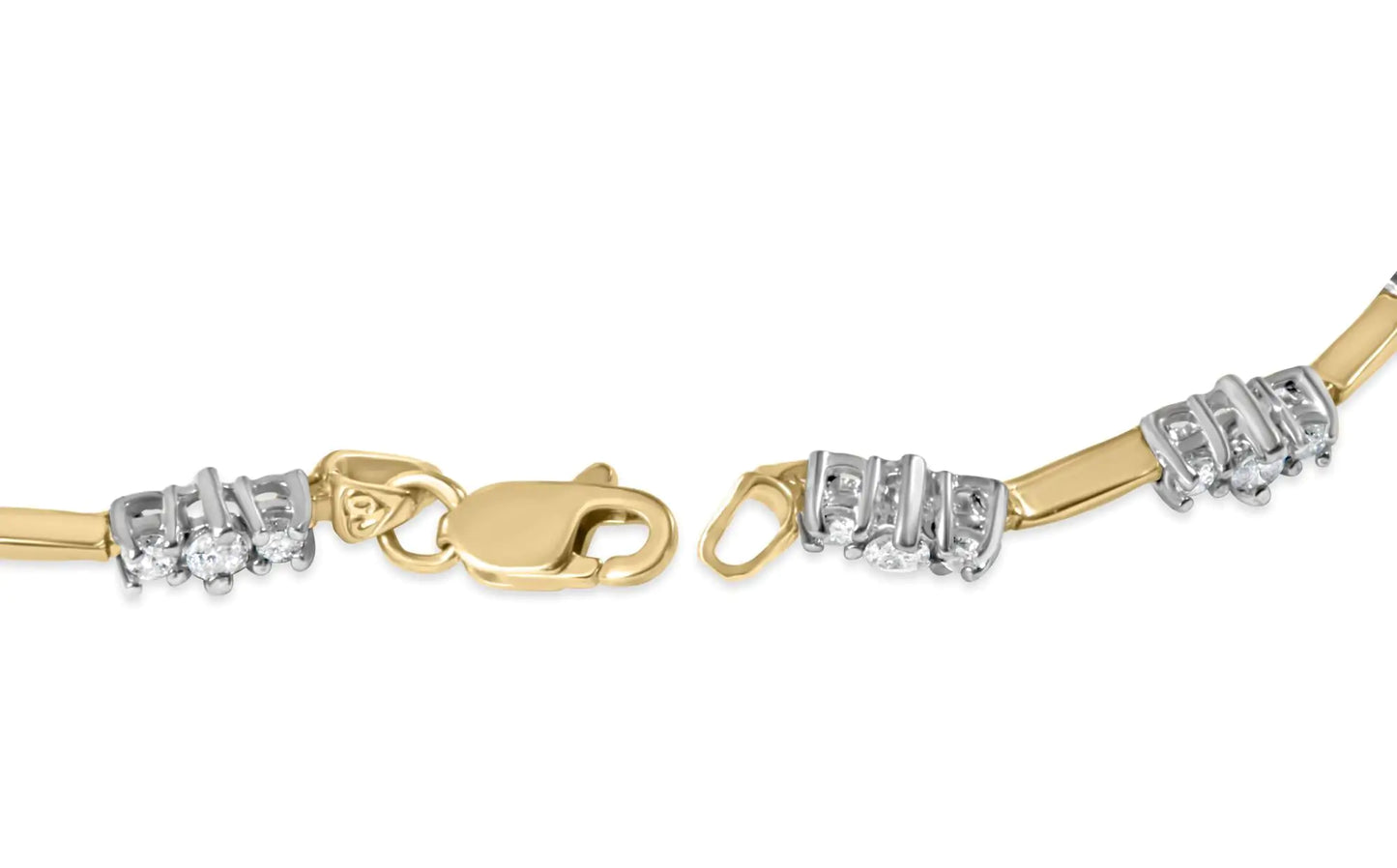 10K Yellow Gold 1.00 Cttw Diamond 3 Stone 7" Tennis Bracelet (H-I Color, I2-I3 Clarity)