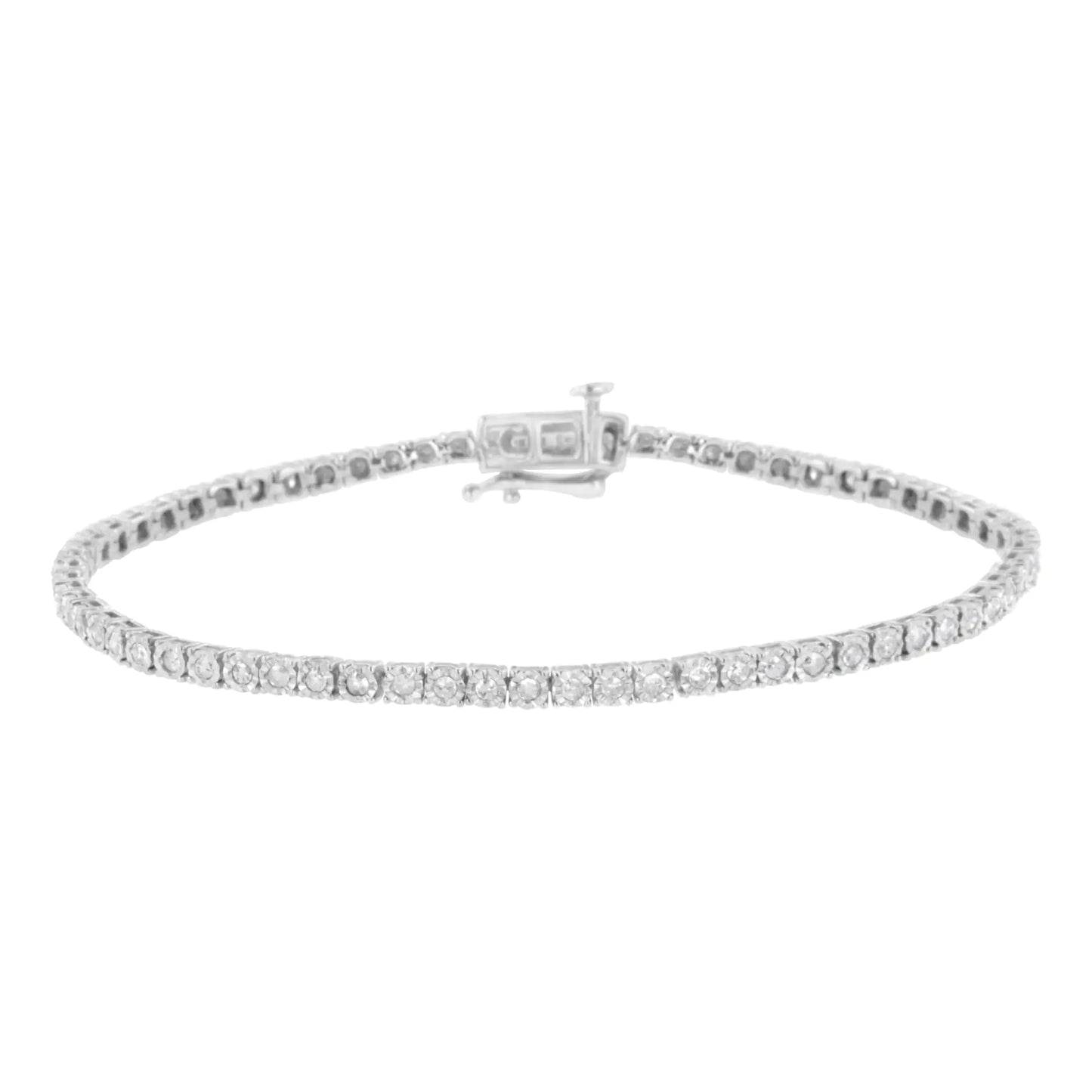 .925 Sterling Silver 1.0 cttw Miracle Set Round-Cut Diamond Tennis Bracelet (I-J Color, I3 Clarity) - 7.25"