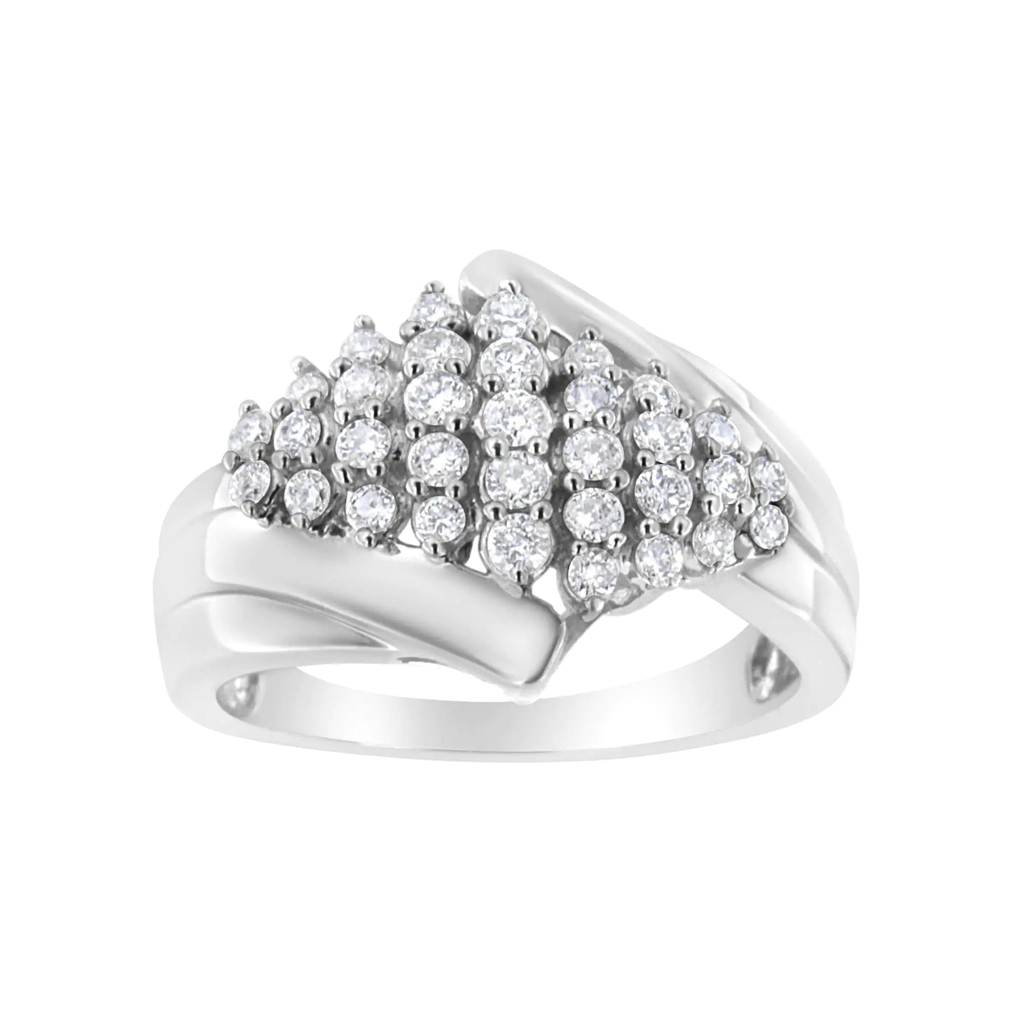 .925 Sterling Silver 1/2 cttw Lab Grown Diamond Cluster Ring (F-G Color, VS2-SI1 Clarity)