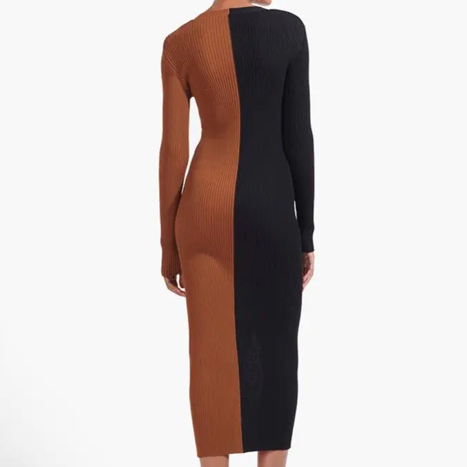 Split Contrast Bodycon Dress