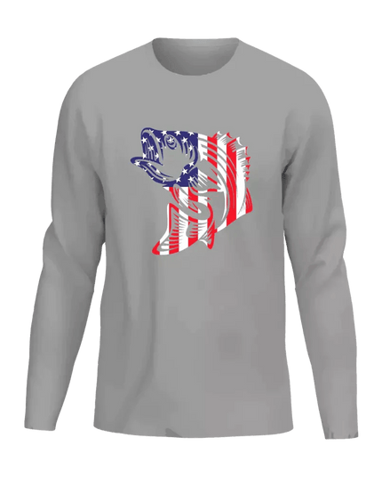 American Flag Fish Men Long Sleeve Shirt