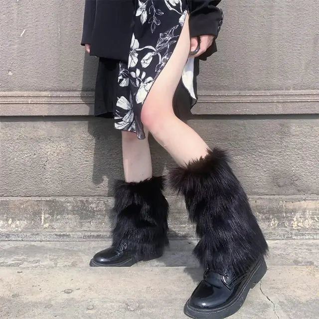 Faux Fur Leg Warmers Boots Socks