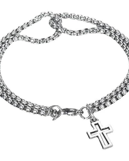 Hollow Double Chain Cross Pendant