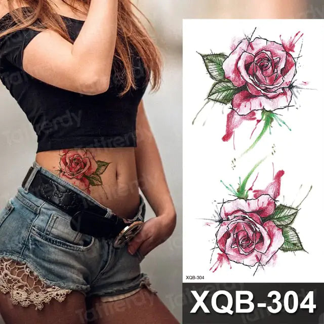 Rose Sticker Flower Belly Body Tattooo