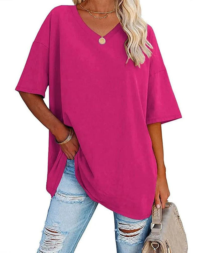 Loose Short-Sleeved V-neck T-shirt