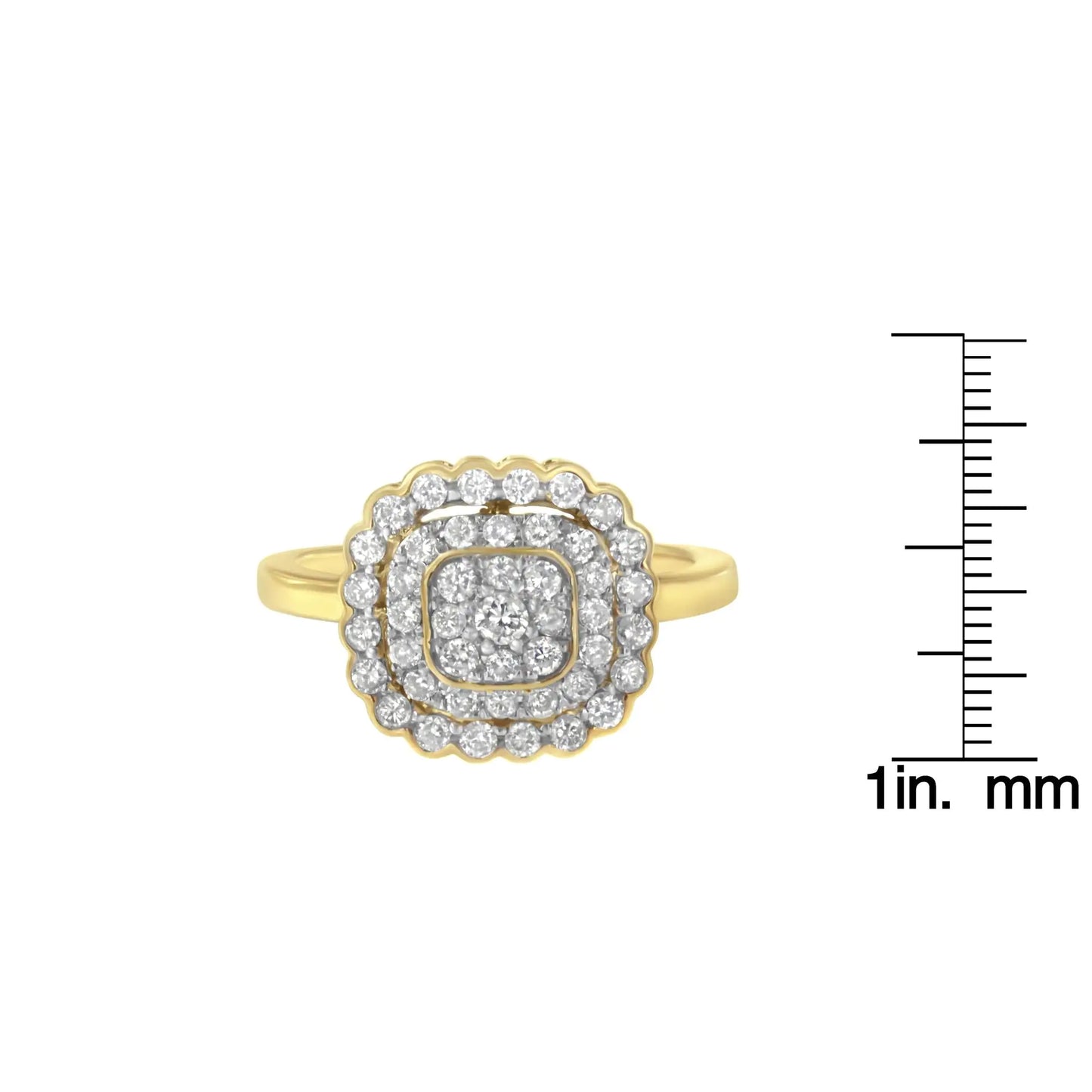 10K Yellow Gold Plated .925 Sterling Silver Diamond Cocktail Ring (3/4 Cttw, J-K Color, I2-I3 Clarity)