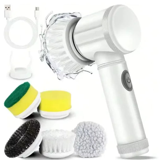 Electric Spin Scrubber With 5 Replaceable Brush Heads