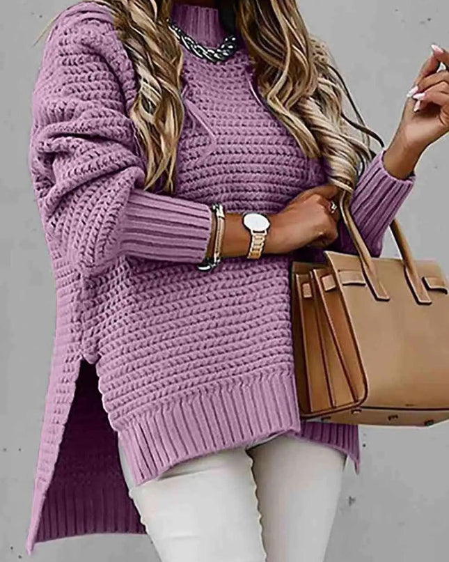 Round Neck Slit Sweater