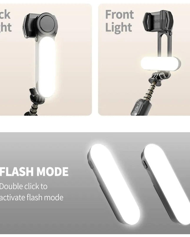 Handheld Gimbal Stabilizer Mini Selfie Stick Tripod with Removable Fill Light